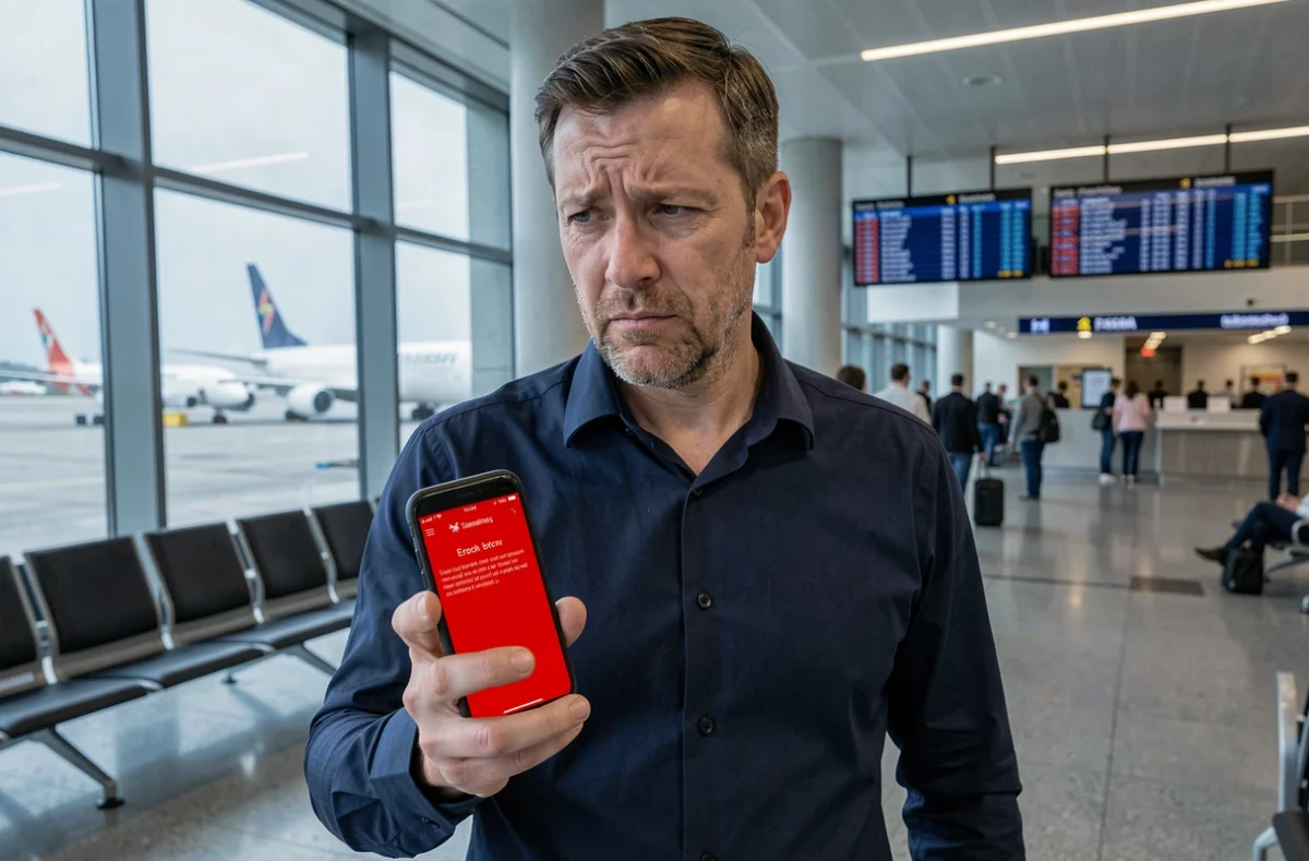 Homme à l'aéroport confronté à une erreur lors de la modification de son billet easyJet sur son téléphone